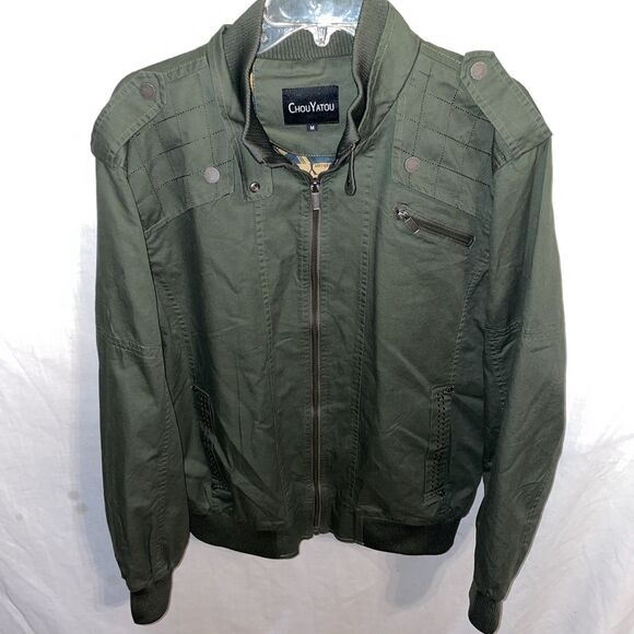 Chou Yatou Men’s Full Zip Jacket Size Medium Army Green Outdoors Streetwear